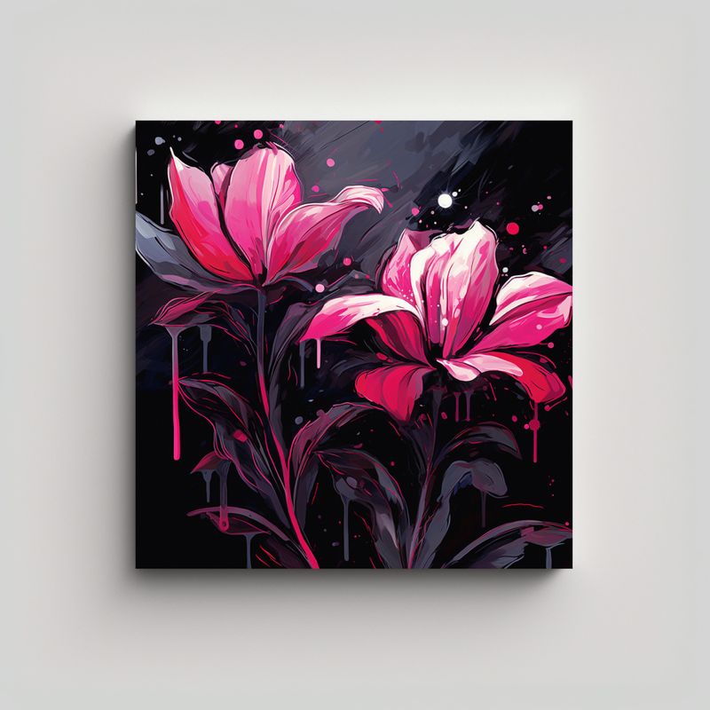 GENERICO - Lienzo Composición Tela Efecto Visual Negro Y 70x70 Cm
