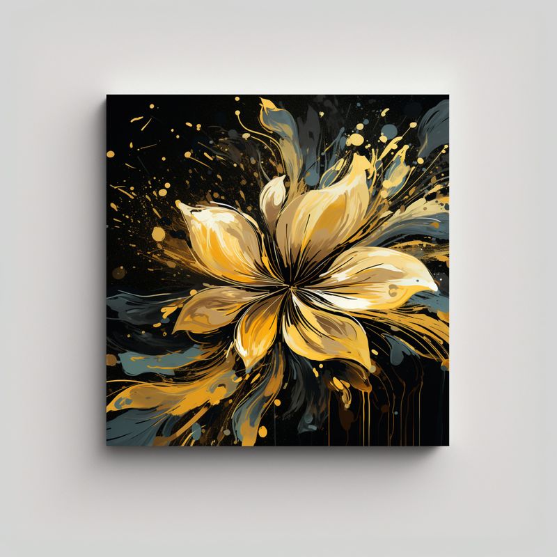 GENERICO - Cuadro Calido Elegante Dorado Y Negro Atmosfera 50x50 Cm