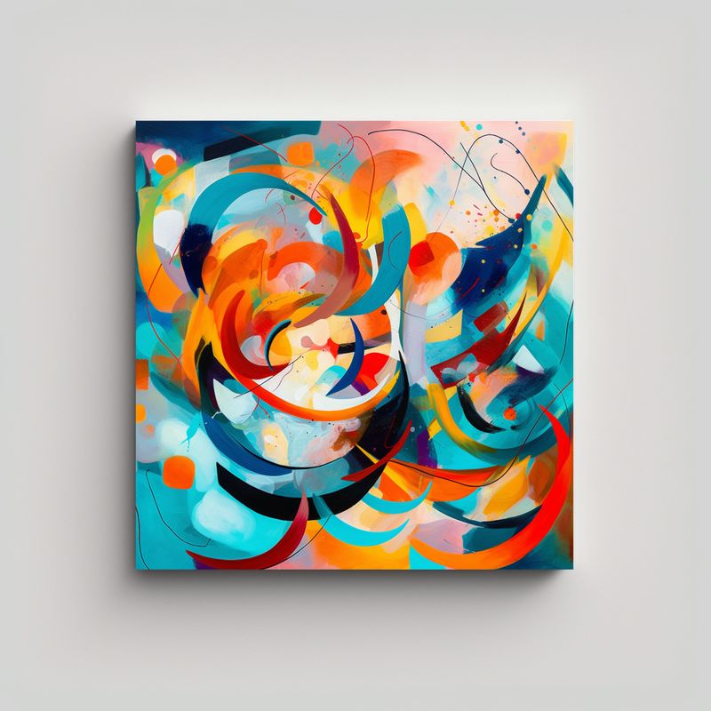 GENERICO - Pintura Abstracta En Bastidor De Diseño Hermoso 80x80 Cm