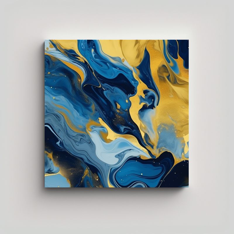 GENERICO - Fondo Abstracto Azul Y Dorado Canva Tonos Linda 60x60 Cm