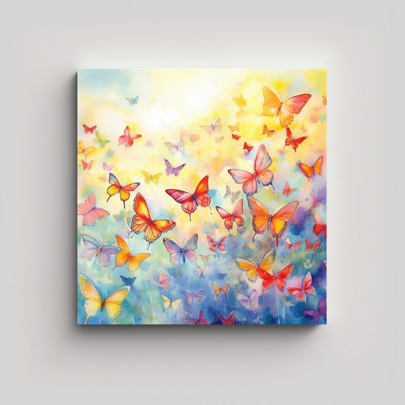 GENERICO - Pintura Decorativa Con Mariposas Coloridas 60x60 Cm