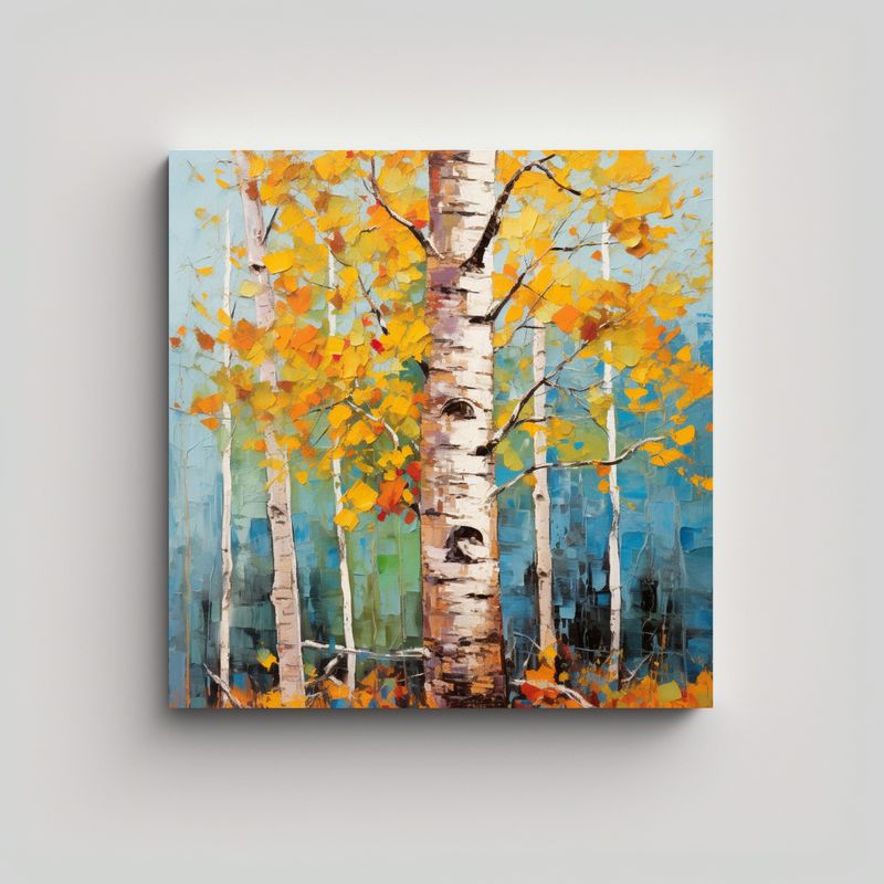 GENERICO - Pintura Abstracta De árbol De Aspen En Estilo 90x90 Cm