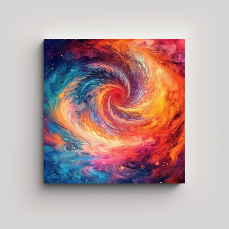 GENERICO - Cuadro Abstracto Con Patrón Galáctico Para 90x90 Cm