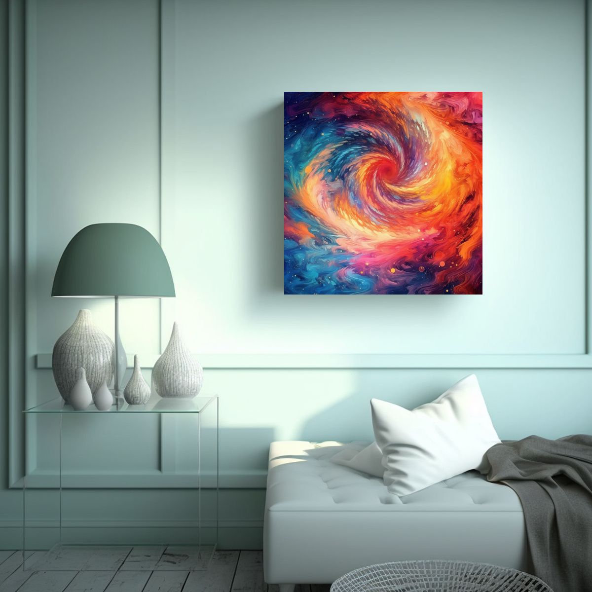 GENERICO - Cuadro Abstracto Con Patrón Galáctico Para 50x50 Cm