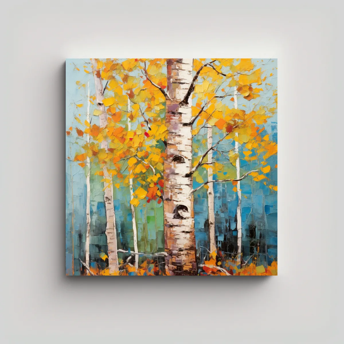 GENERICO - Pintura Abstracta De árbol De Aspen En Estilo 60x60 Cm