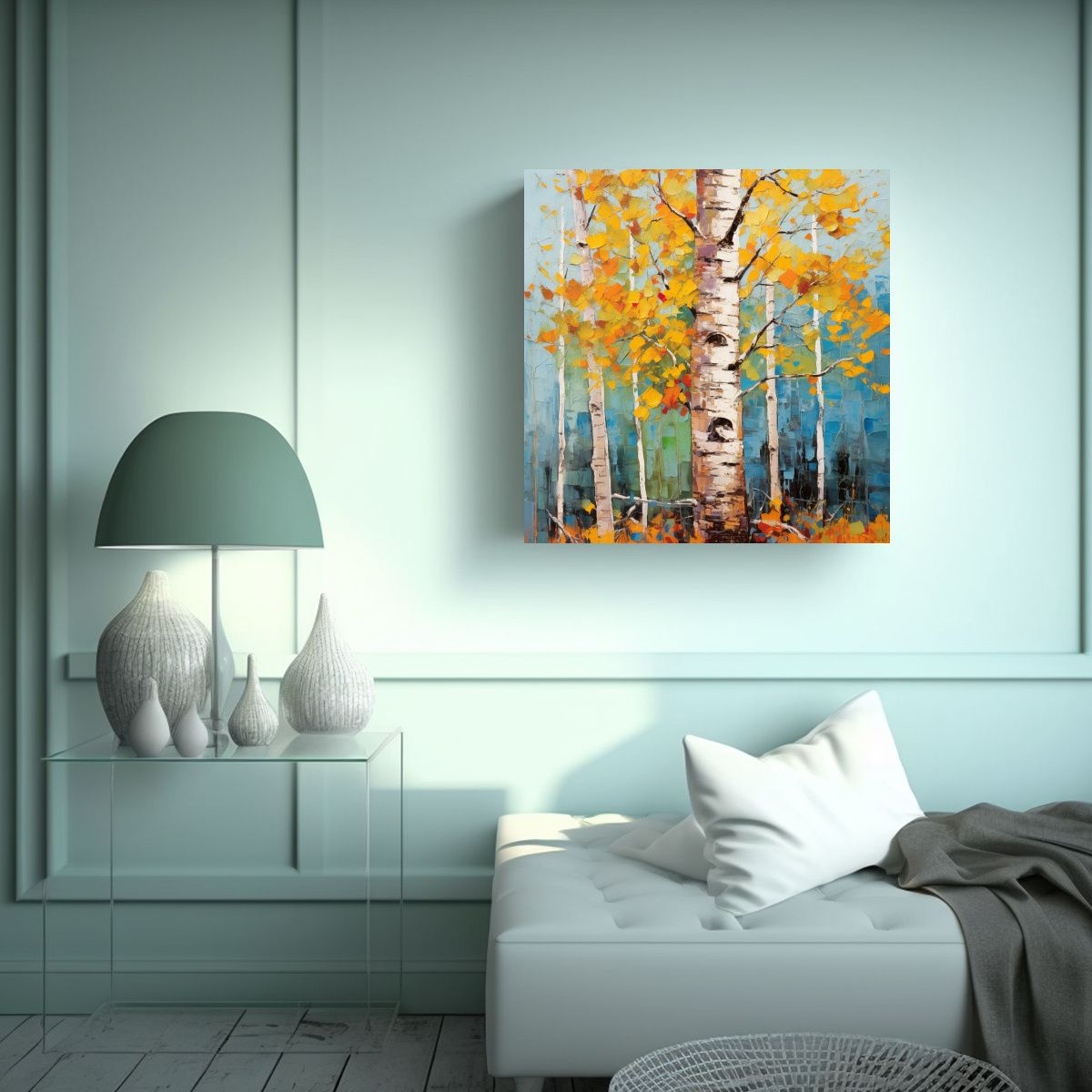 GENERICO - Pintura Abstracta De árbol De Aspen En Estilo 60x60 Cm
