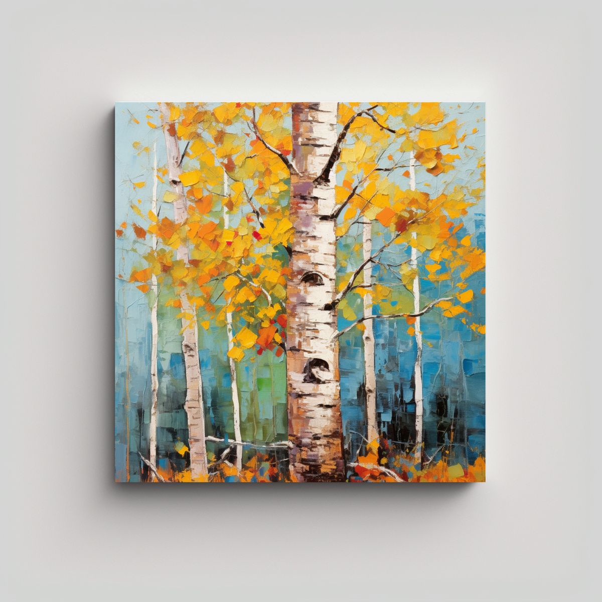GENERICO - Pintura Abstracta De árbol De Aspen En Estilo 50x50 Cm