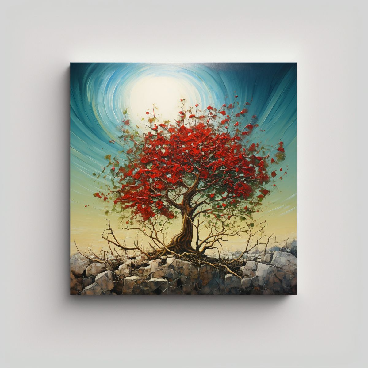 GENERICO - Pintura Abstracta De Un árbol De Acebo Con Gran 80x80 Cm