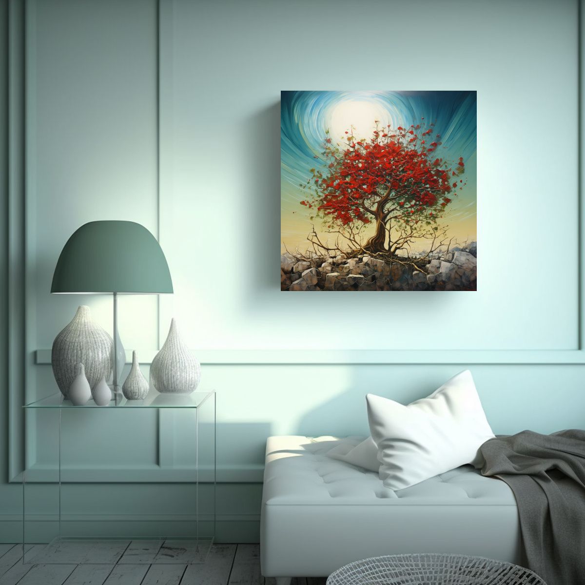 GENERICO - Pintura Abstracta De Un árbol De Acebo Con Gran 80x80 Cm