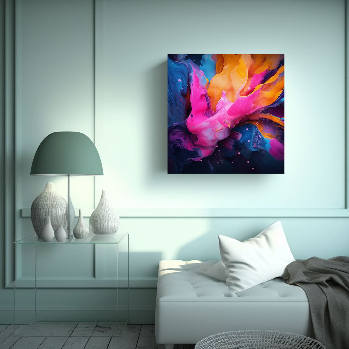 GENERICO - Lienzo Patron Intenso Arte Fluido Estilo Mixto 70x70 Cm