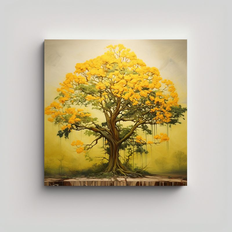 GENERICO - Pintura Abstracta De árbol De Acacia Con Riqueza 90x90 Cm