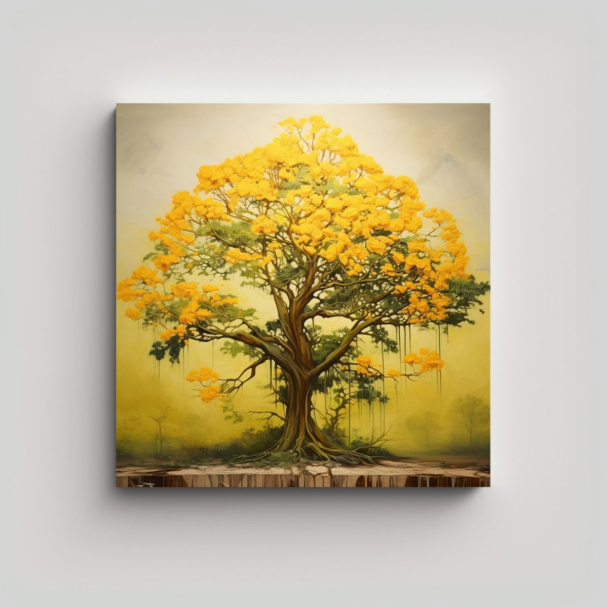 GENERICO - Pintura Abstracta De árbol De Acacia Con Riqueza 50x50 Cm
