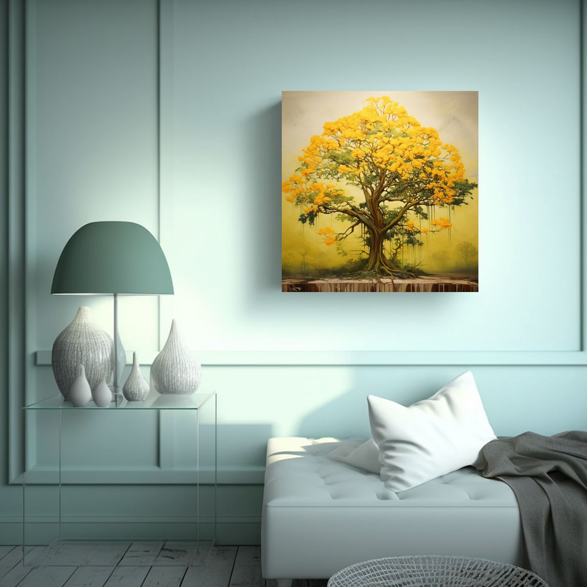 GENERICO - Pintura Abstracta De árbol De Acacia Con Riqueza 50x50 Cm