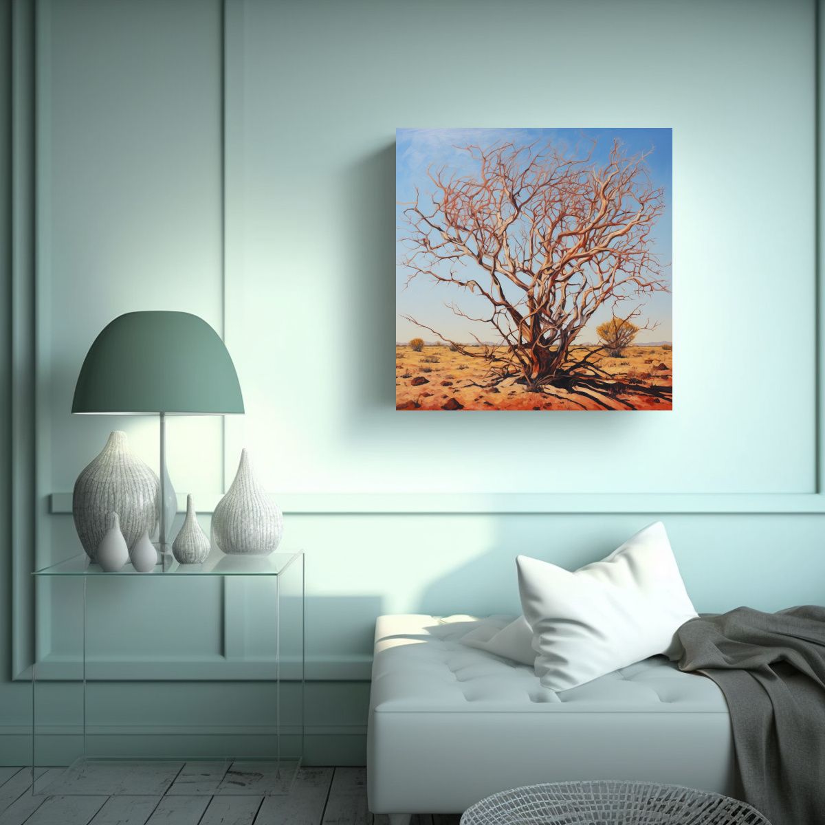 GENERICO - Cuadro Acuarela árbol Ocotillo Pintura Abstracta 70x70 Cm