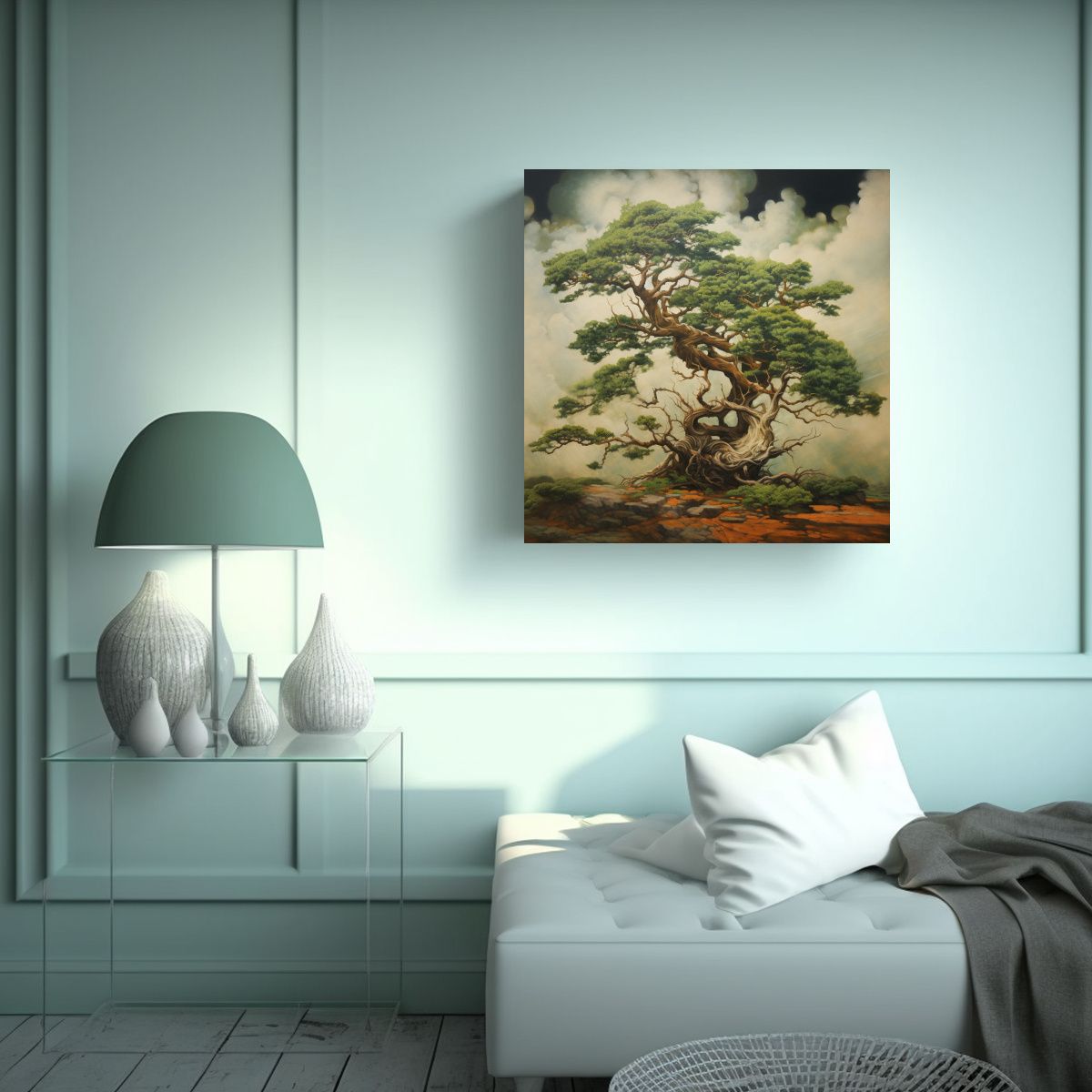 GENERICO - Lienzo Sublimado Abstracto De Un Árbol De Enebro 50x50 Cm