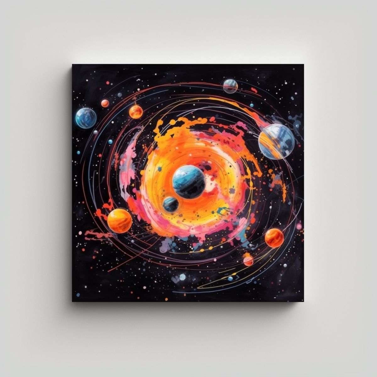 GENERICO - Cuadro De Diseño Temático: Planetas 50x50 Cm