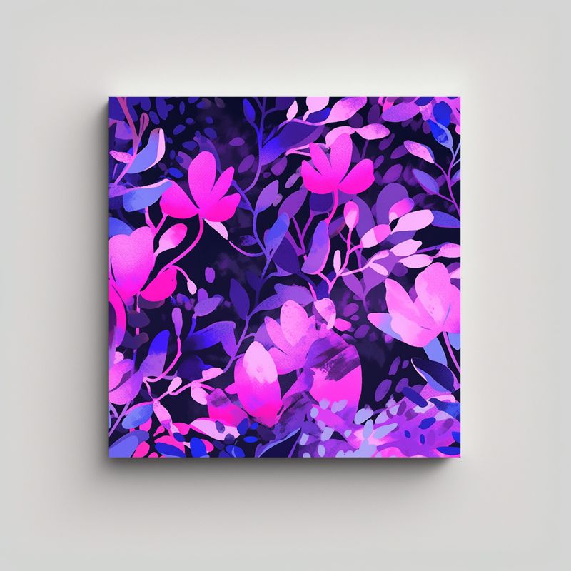 GENERICO - Cuadros Impactantes En Lienzo Púrpura Y Rosa, 90x90 Cm