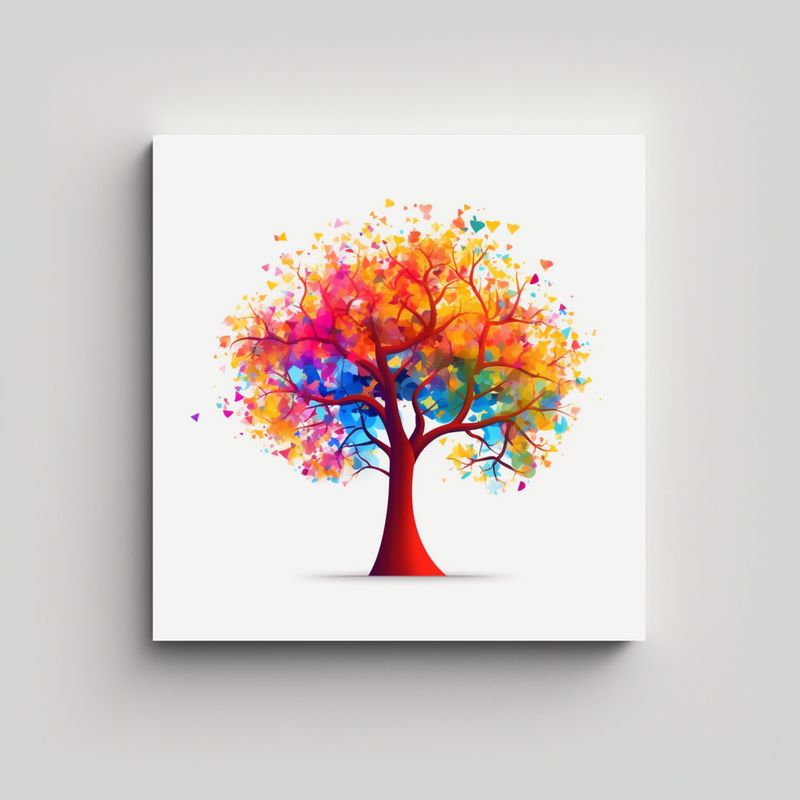 GENERICO - 1 Cuadro Colorido Árbol Minimalista Vibrante 70x70 Cm