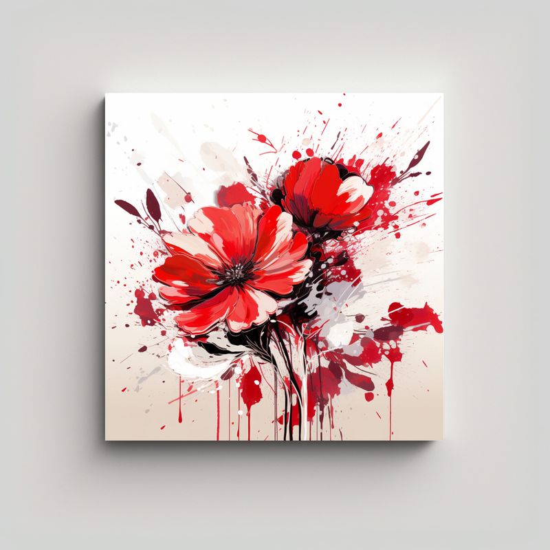 GENERICO - Cuadro Neonoir Atmosfera White AND Red Estilo 80x80 Cm