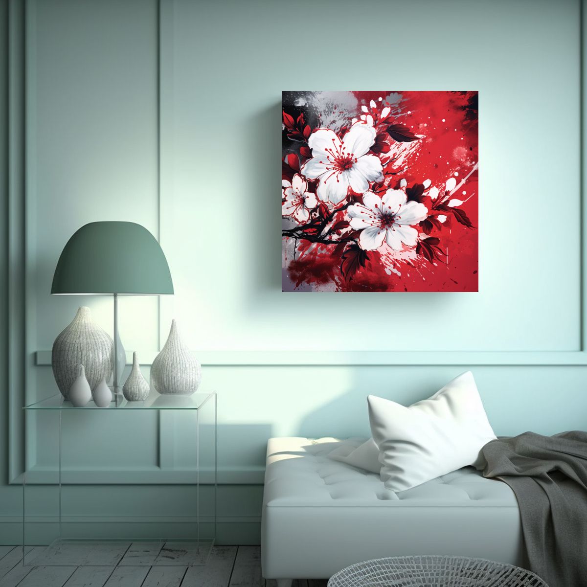 GENERICO - Pinturas Decorativas Estilo Neonoir Blanco Y Rojo 50x50 Cm