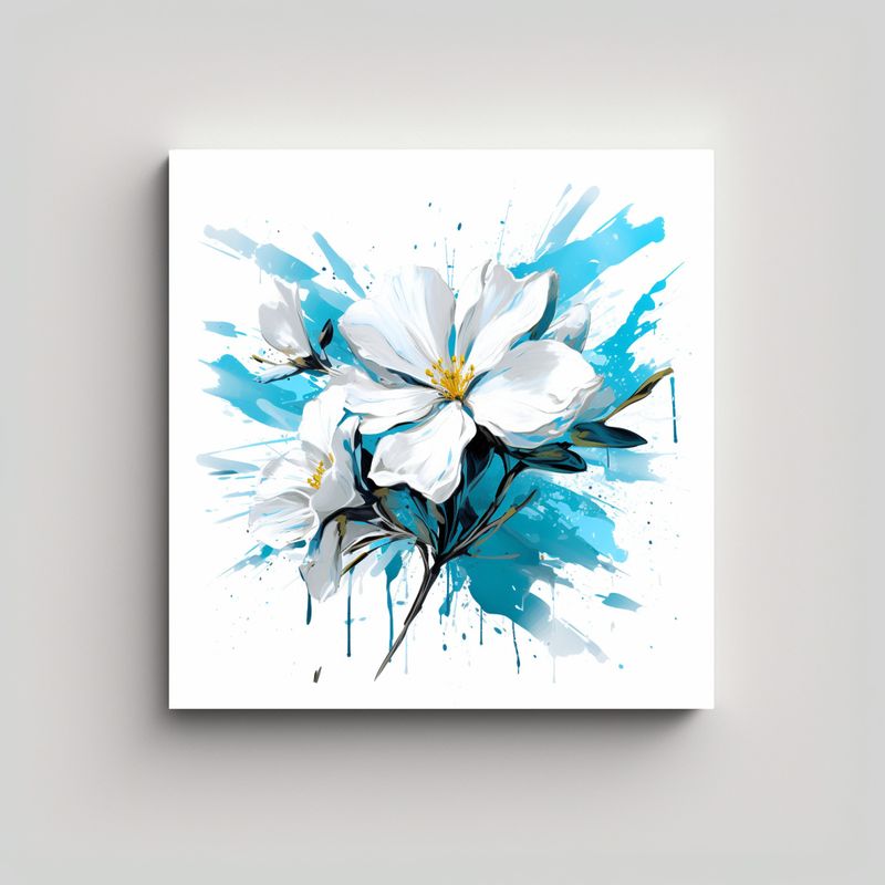 GENERICO - Cuadro Cuadro Living Blanco Y Turquesa, 60x60 Cm