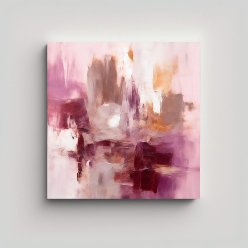 GENERICO - Pintura Abstracta En Lienzo Blanco Y Bordo 80x80 Cm