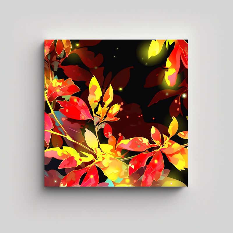 GENERICO - Cuadro Moderno Vida Amarillo Y Rojo Estilo 50x50 Cm