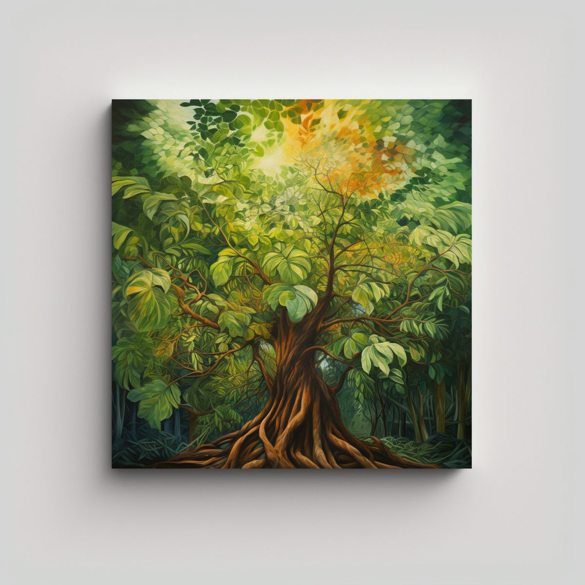 GENERICO - Cuadro Abstracto De Un árbol Tropical Poderoso 70x70 Cm