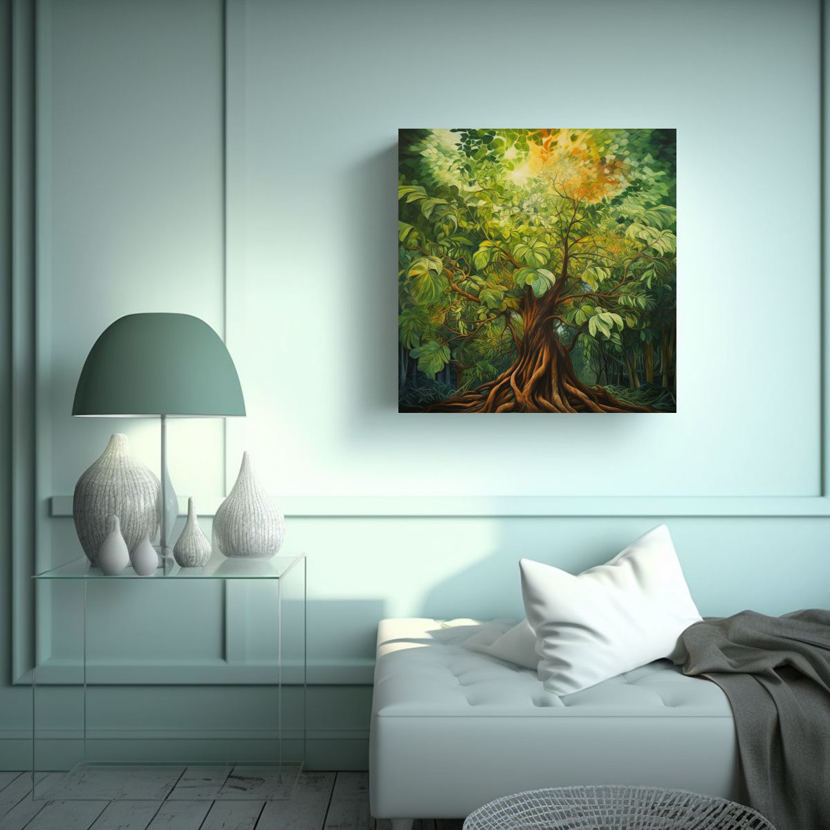 GENERICO - Cuadro Abstracto De Un árbol Tropical Poderoso 50x50 Cm