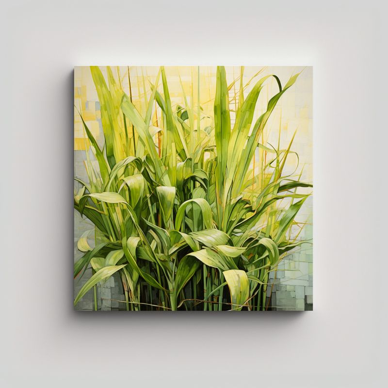 GENERICO - Cuadro Impreso Lemongrass Herbs Pintura Abstracta 80x80 Cm