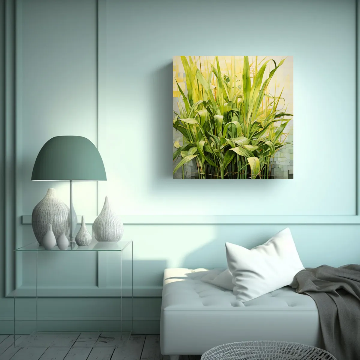 GENERICO - Cuadro Impreso Lemongrass Herbs Pintura Abstracta 70x70 Cm