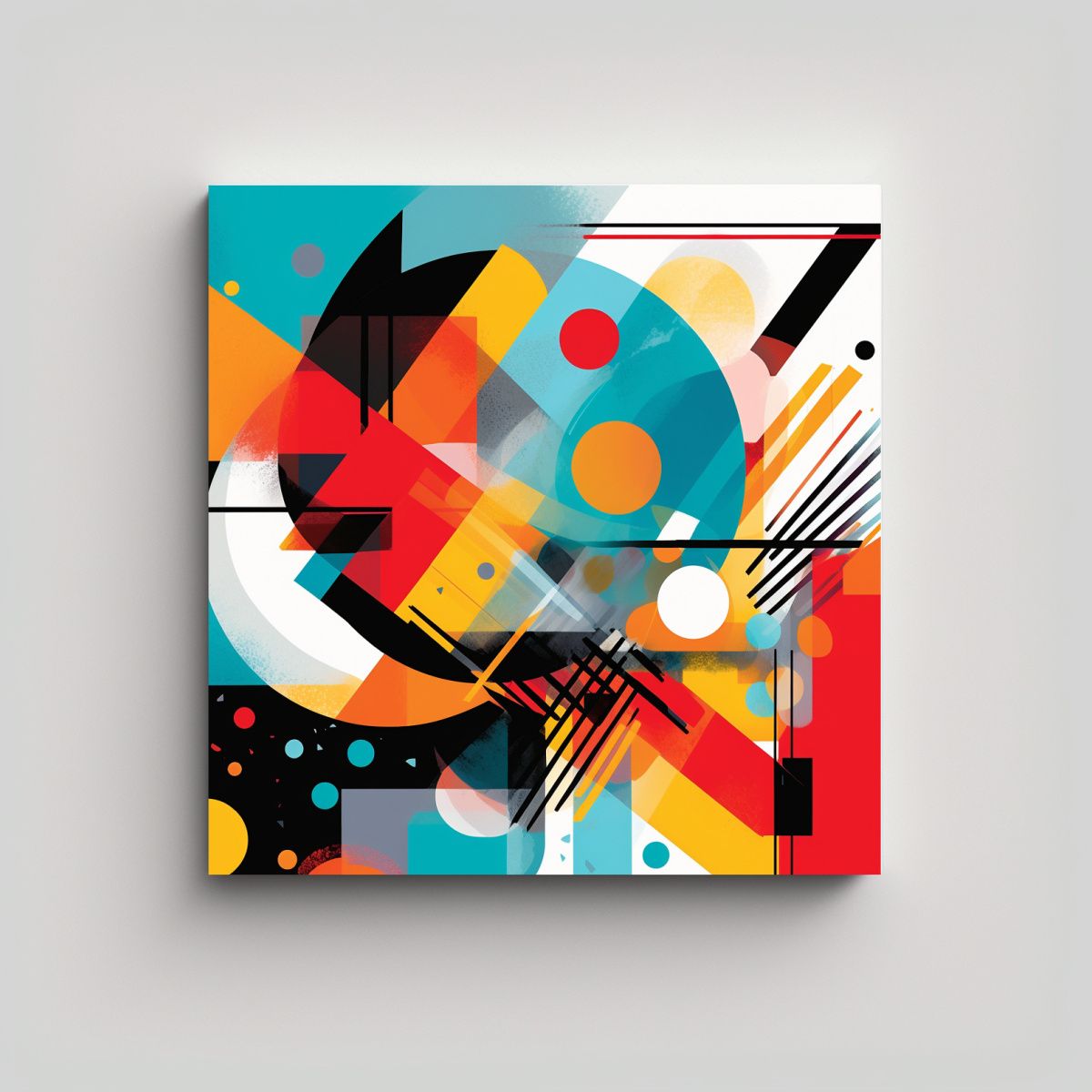 GENERICO - Pintura Abstracta De Pared Con Líneas Finas En 60x60 Cm
