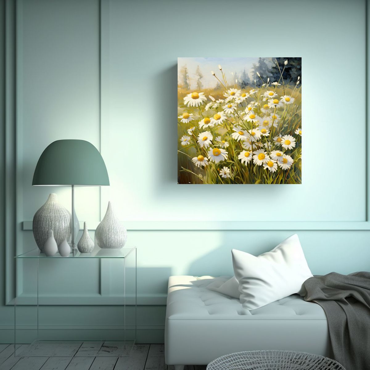 GENERICO - Lienzo De Tela Inspiración Chamomile Hierbas 90x90 Cm