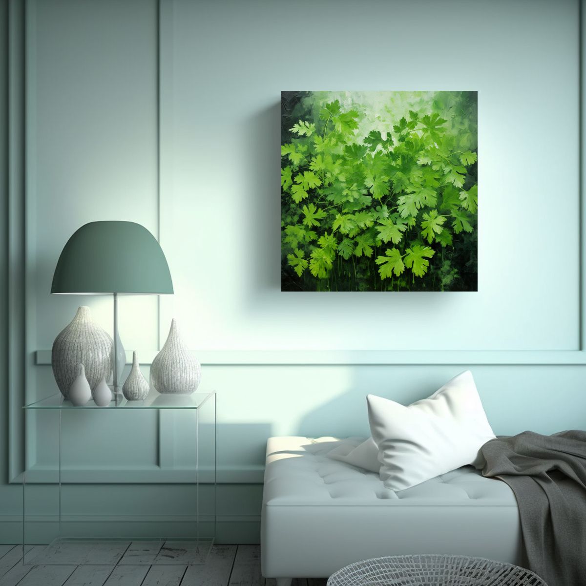 GENERICO - Pintura Abstracta Detallada Al óleo Con Hierbas 70x70 Cm