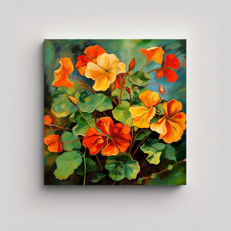 GENERICO - Pintura Abstracta De Nasturtium Herbs Con 50x50 Cm