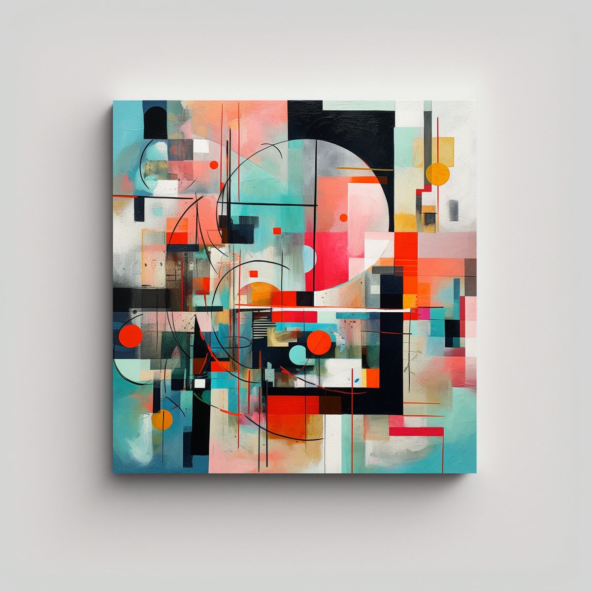 GENERICO - Cuadro Abstracto Flores Colores Vivos Moderno 70x70 Cm