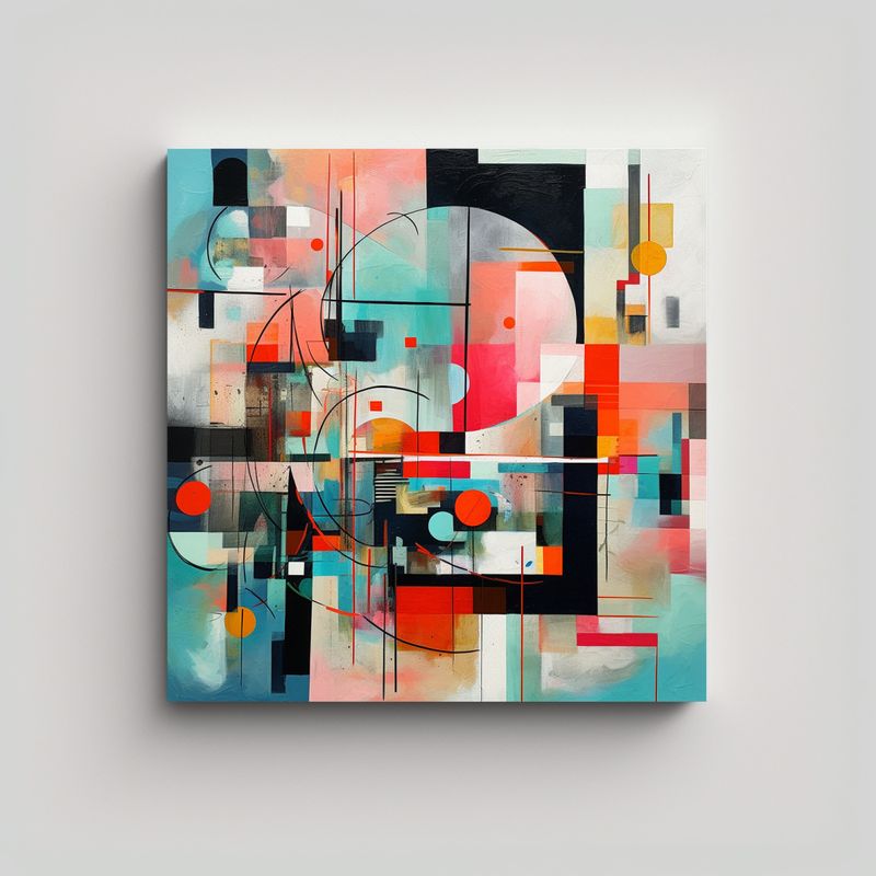 GENERICO - Cuadro Abstracto Flores Colores Vivos Moderno 50x50 Cm