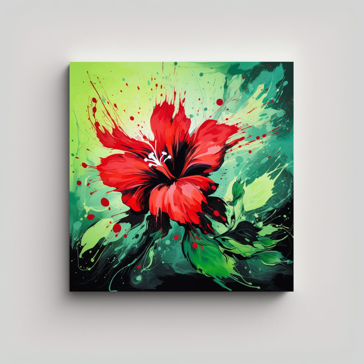 GENERICO - Cuadro Moderno Duradero En Colores Verde Y Rojo 70x70 Cm