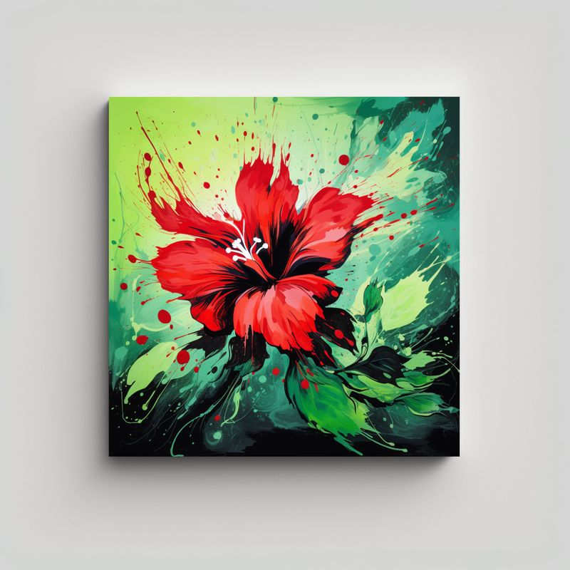GENERICO - Cuadro Moderno Duradero En Colores Verde Y Rojo 80x80 Cm