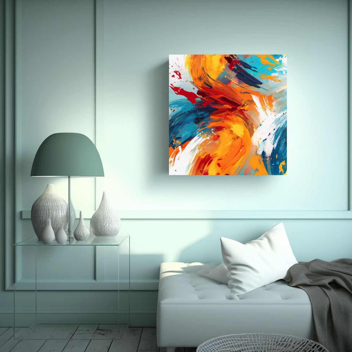 GENERICO - Cuadro Abstracto De Líneas Finas Para Decorar Tu 90x90 Cm