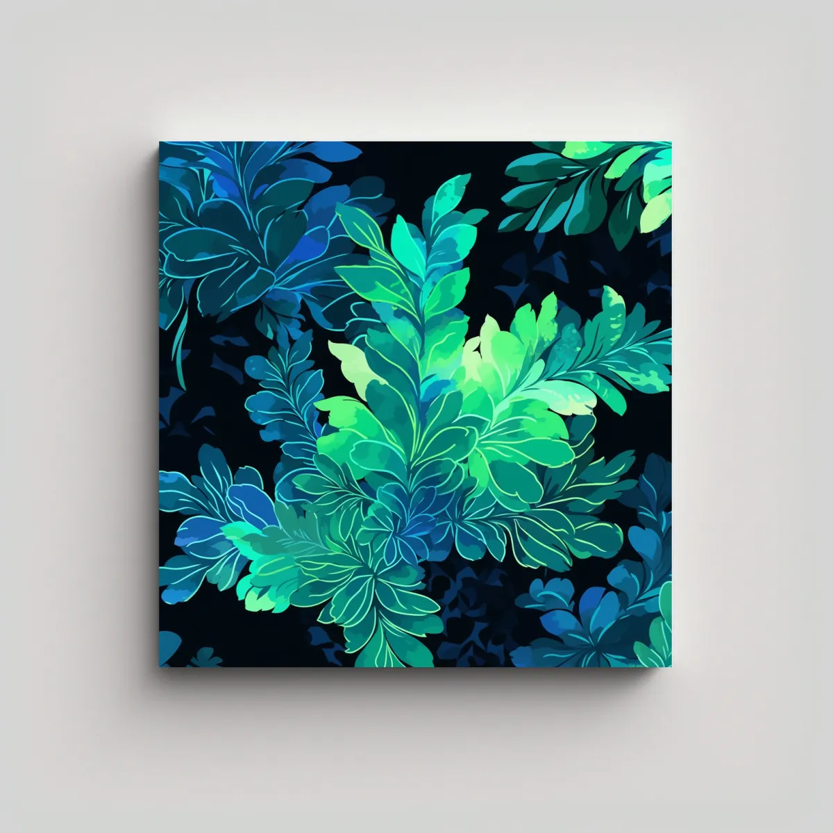 GENERICO - Cuadro Impreso Temática Verde Y Azul Atmosfera 90x90 Cm