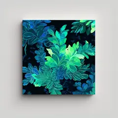 GENERICO - Cuadro Impreso Temática Verde Y Azul Atmosfera 50x50 Cm