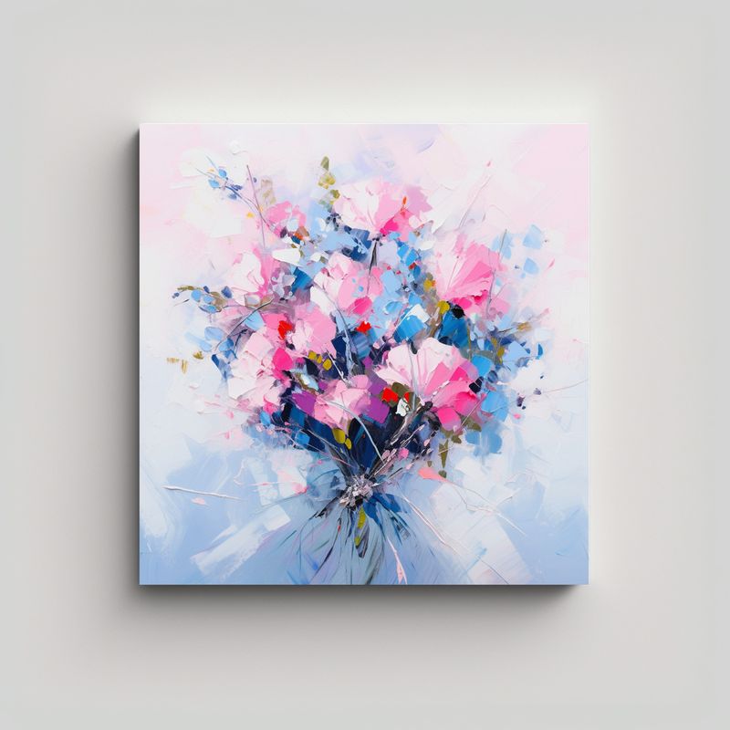 GENERICO - Cuadro Abstracto Moderno En Tonos Rosa Y Azul 60x60 Cm