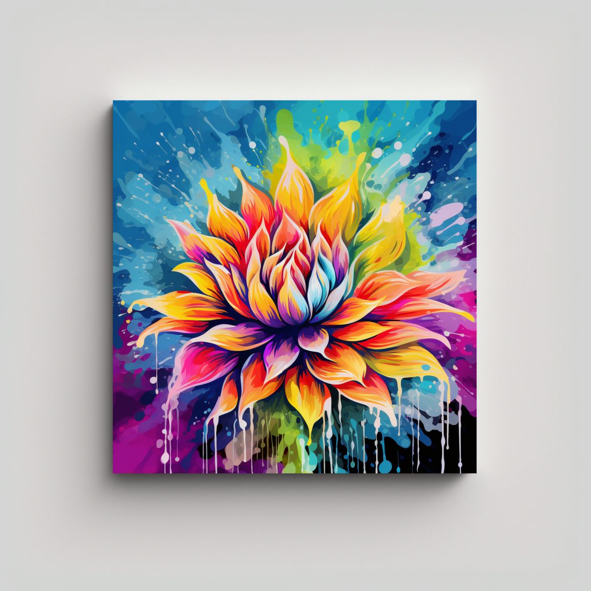 GENERICO - Pintura Decorativa Acuarela Rainbow Colors 80x80 Cm
