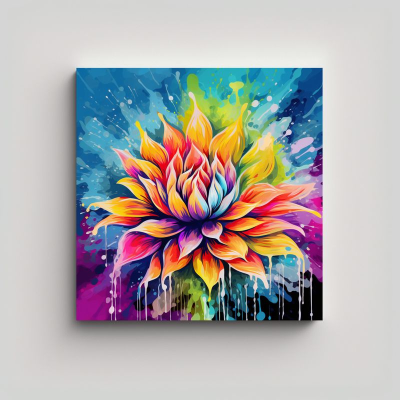 GENERICO - Pintura Decorativa Acuarela Rainbow Colors 80x80 Cm