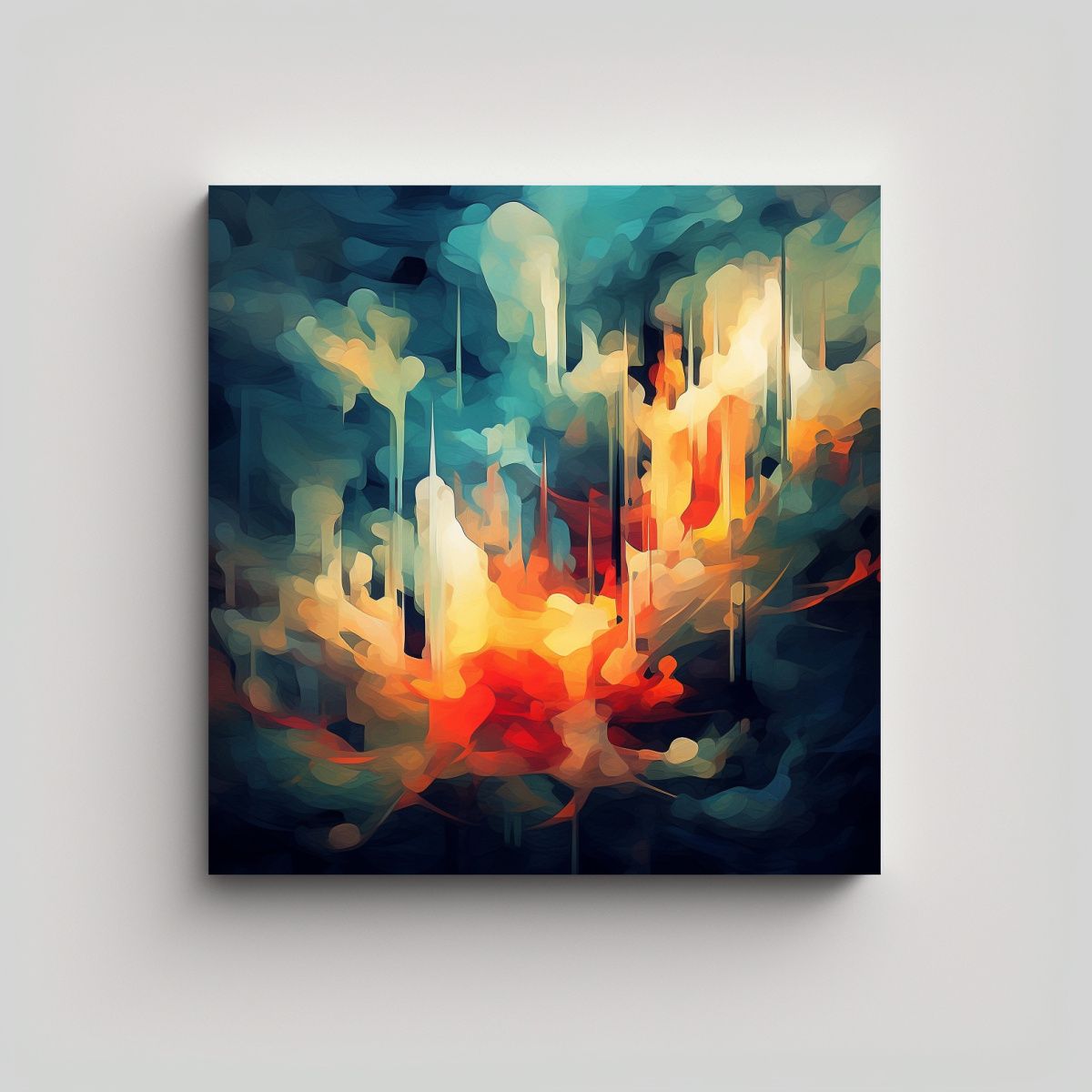 GENERICO - Pintura Abstracta Multicolor Inspirada En El Arte 90x90 Cm