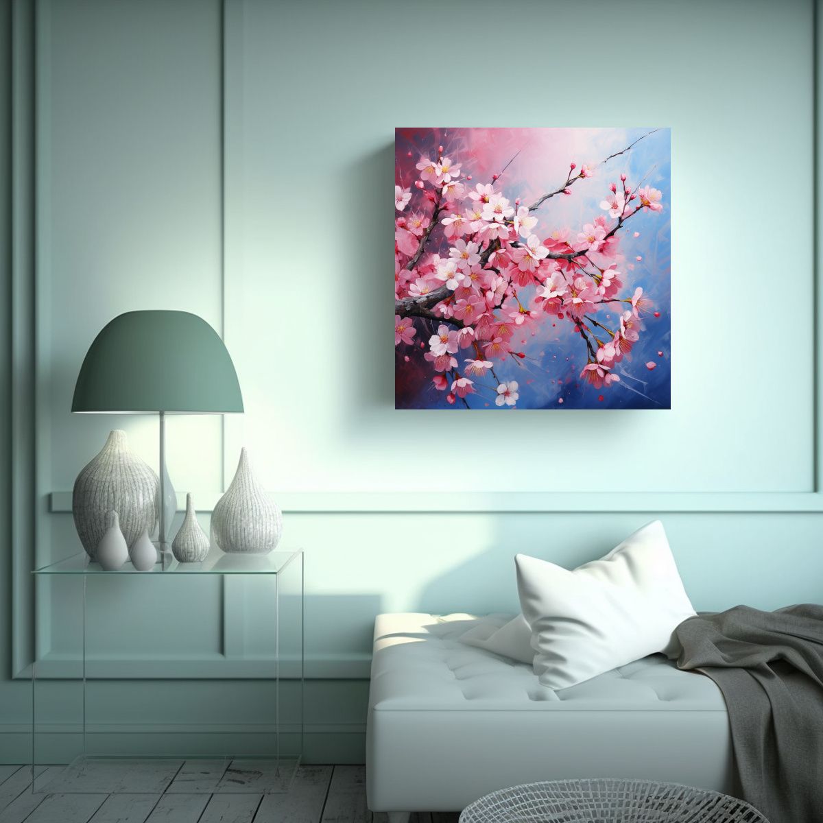 GENERICO - Pintura Abstracta De Flor De Cerezo O Sakura De 90x90 Cm