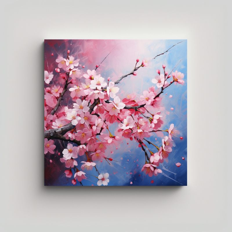 GENERICO - Pintura Abstracta De Flor De Cerezo O Sakura De 80x80 Cm