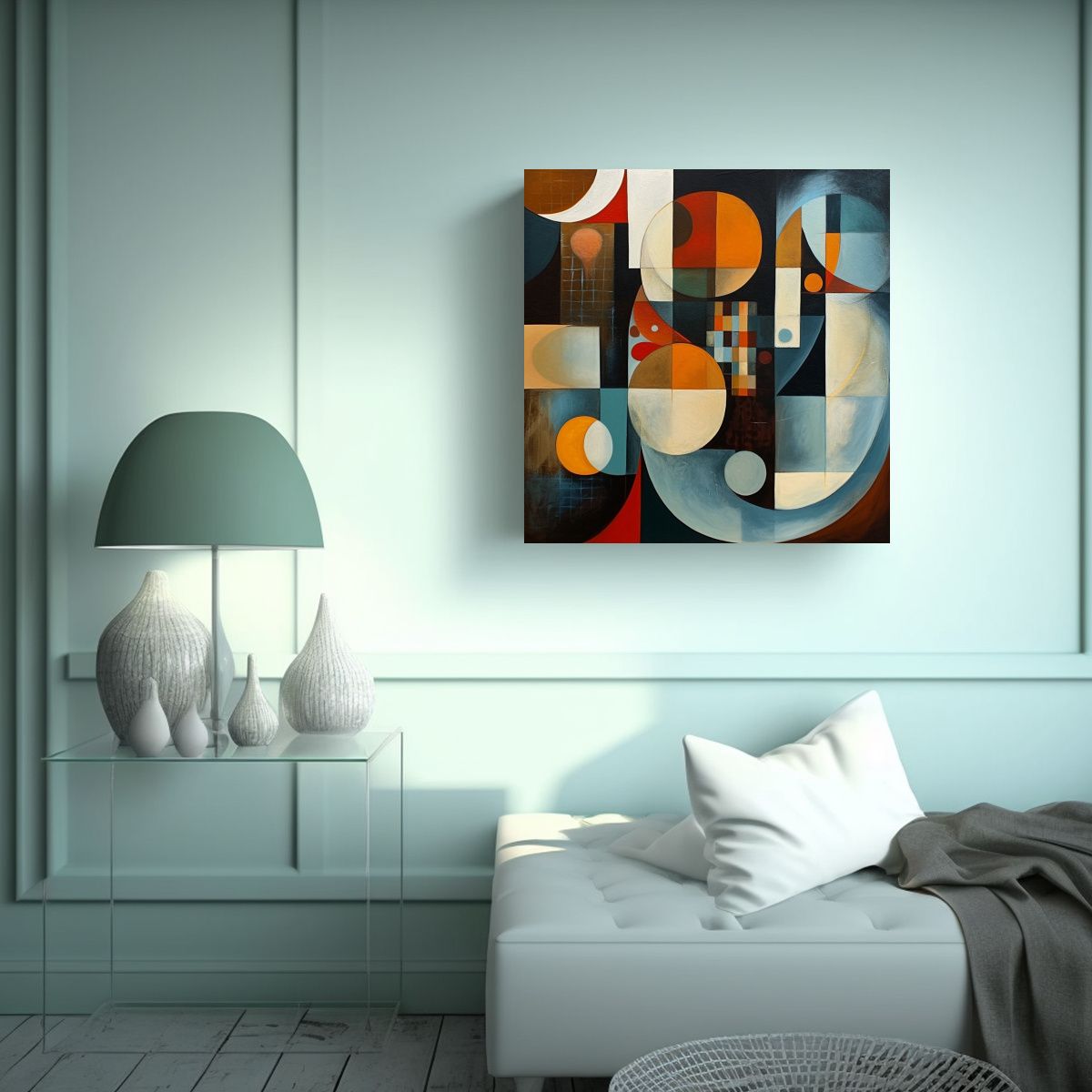 GENERICO - Cuadro Abstracto De Formas Impresas En Lienzo 50x50 Cm