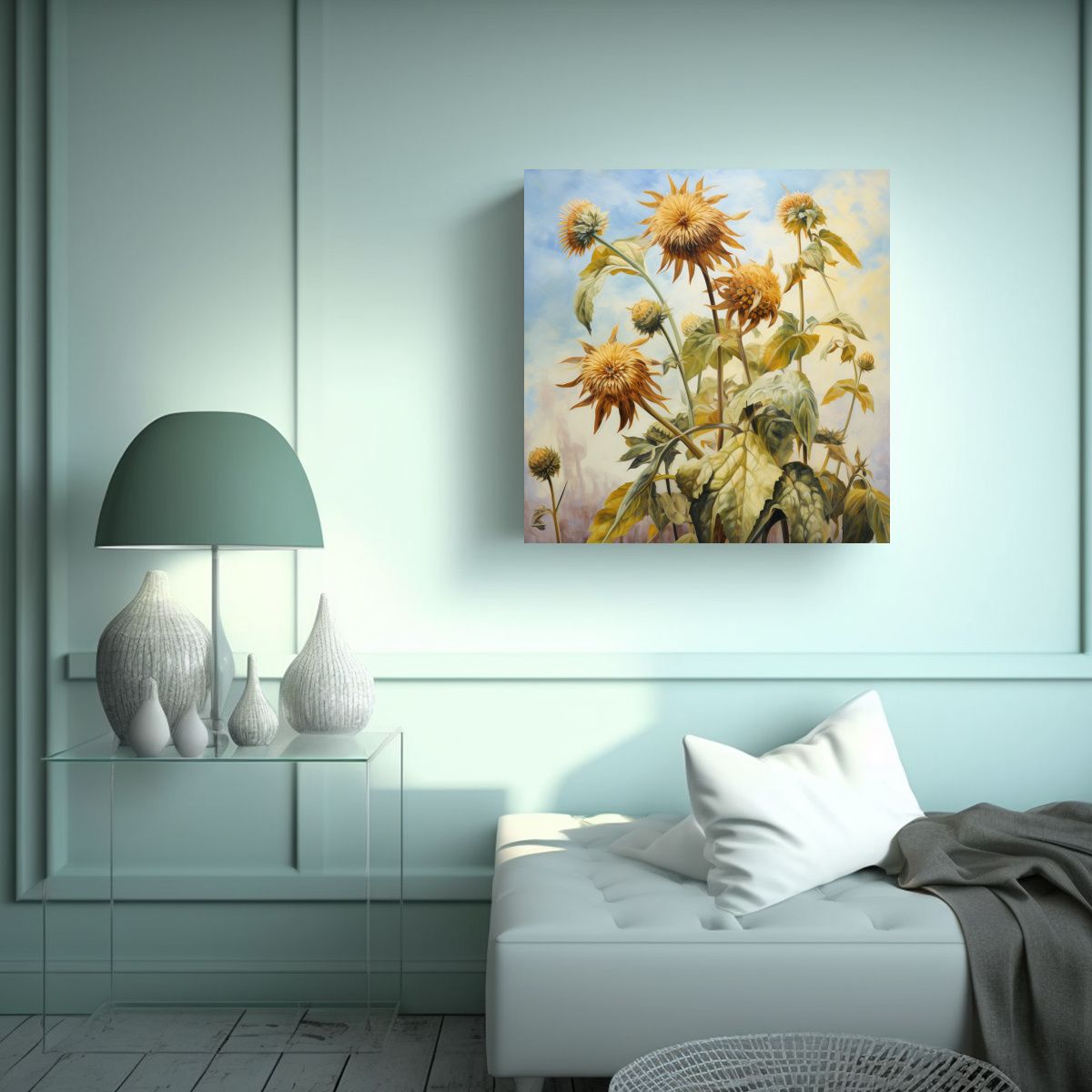 GENERICO - Cuadro Abstracto De Flores De Alcachofa De 60x60 Cm
